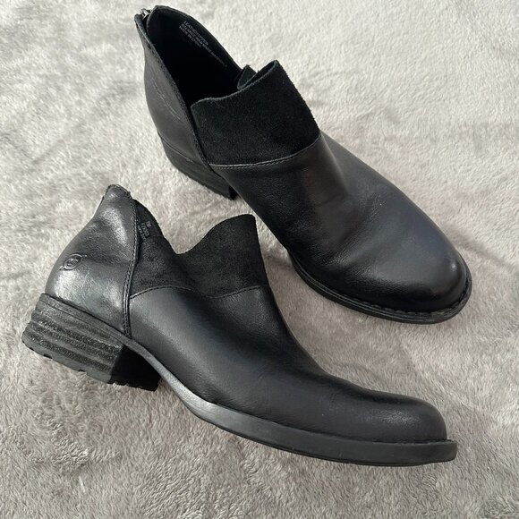 Born Karava Boots Ankle Bootie Black Leather Women's size 7 - Picture 1 of 6